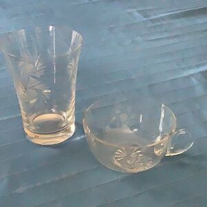 Vintage Cut Crystal - 6 Punch Cups and 2 Juice Glasses - Pattern Unknown